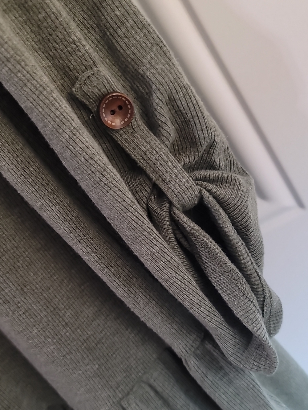 Altar'd State Olive Green Tiered Button-Front Mini 3/4 Sleeve Dress - Picture 4 of 7